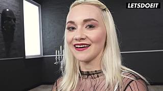 Blonde Teen Dominated by Huge Cock, Fucked Hard in Tight Pussy with Cum in Mouth
